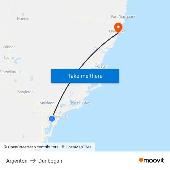 Argenton to Dunbogan map