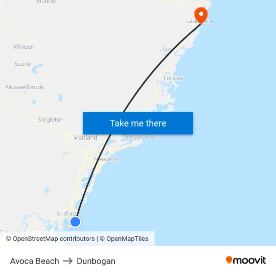 Avoca Beach to Dunbogan map