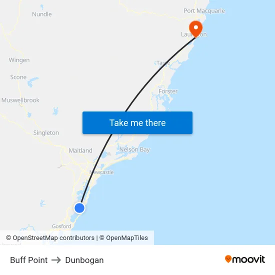 Buff Point to Dunbogan map
