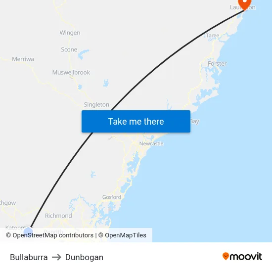 Bullaburra to Dunbogan map