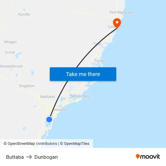 Buttaba to Dunbogan map