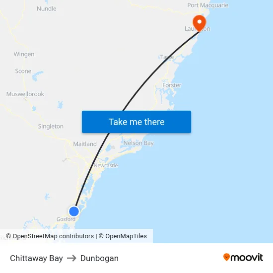 Chittaway Bay to Dunbogan map