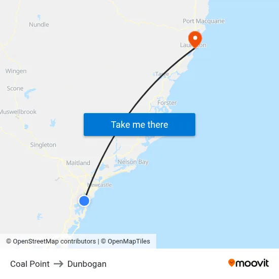 Coal Point to Dunbogan map