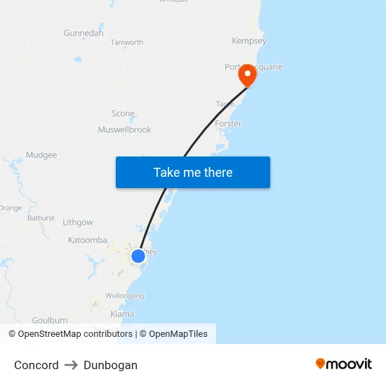 Concord to Dunbogan map
