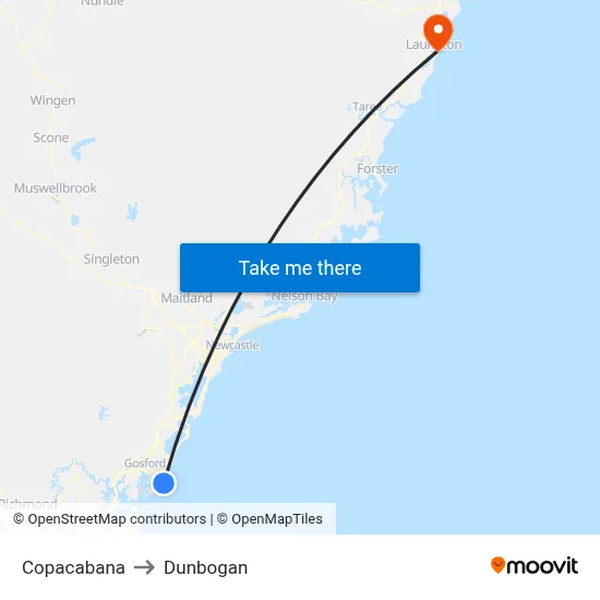 Copacabana to Dunbogan map
