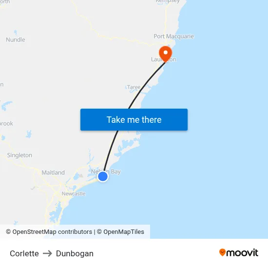 Corlette to Dunbogan map