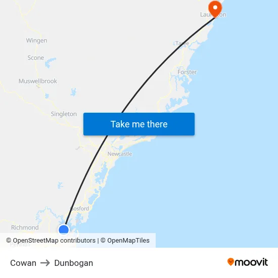 Cowan to Dunbogan map