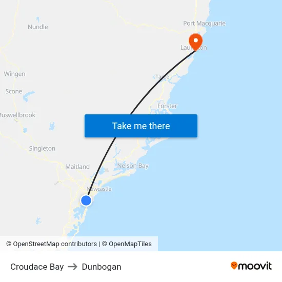 Croudace Bay to Dunbogan map