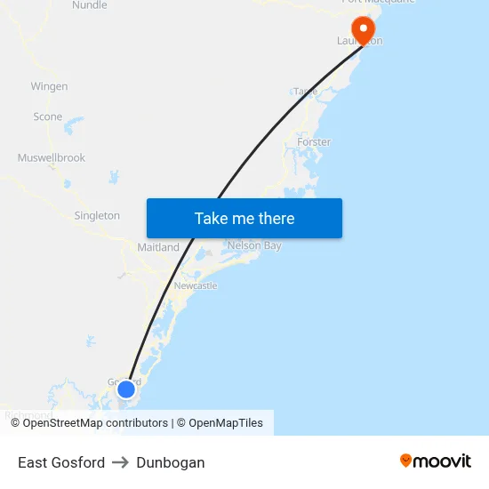 East Gosford to Dunbogan map