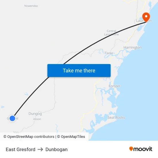 East Gresford to Dunbogan map