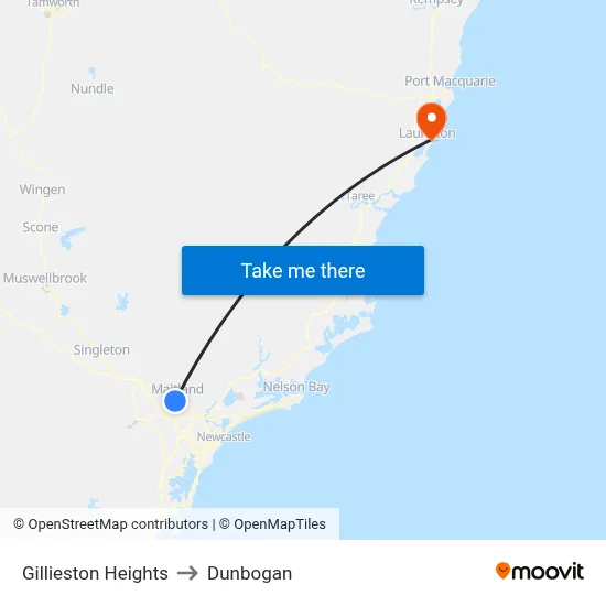 Gillieston Heights to Dunbogan map