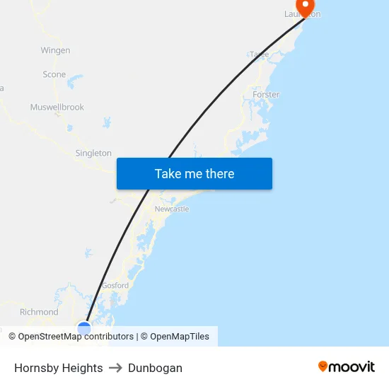 Hornsby Heights to Dunbogan map