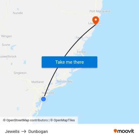 Jewells to Dunbogan map