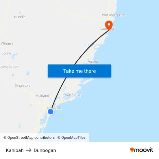 Kahibah to Dunbogan map