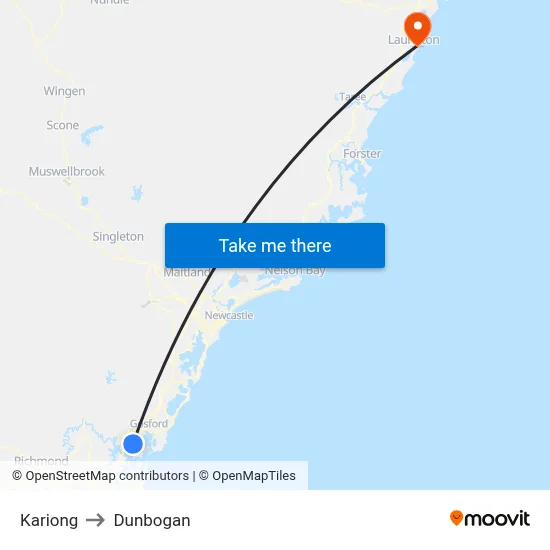 Kariong to Dunbogan map
