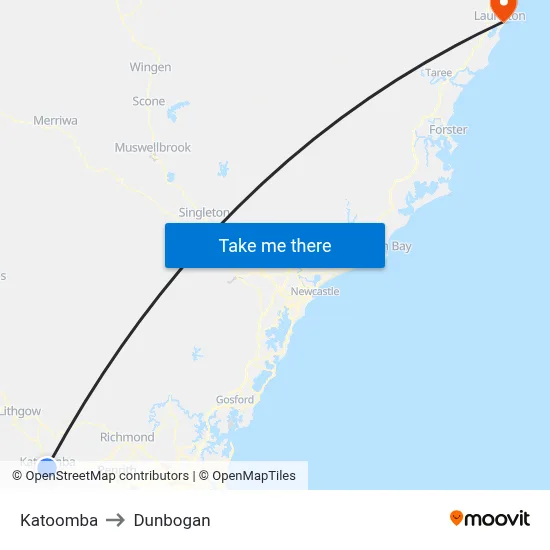 Katoomba to Dunbogan map