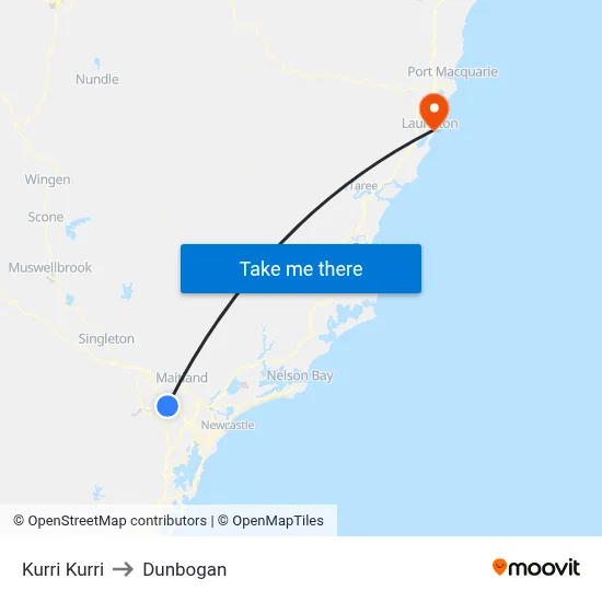 Kurri Kurri to Dunbogan map
