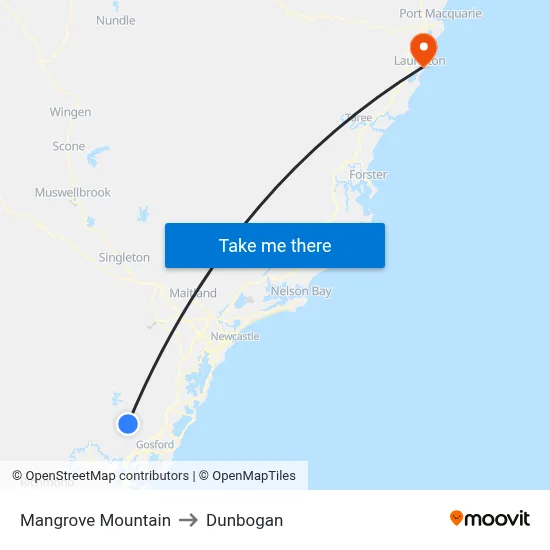 Mangrove Mountain to Dunbogan map
