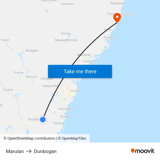 Marulan to Dunbogan map