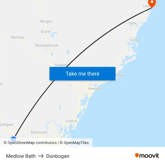 Medlow Bath to Dunbogan map