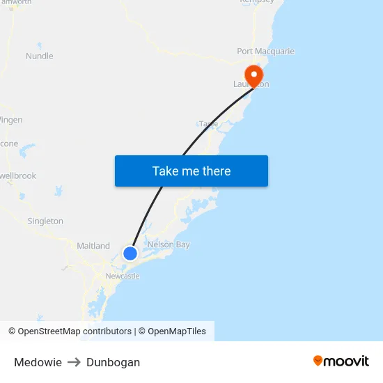 Medowie to Dunbogan map