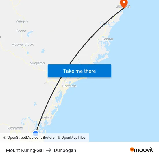 Mount Kuring-Gai to Dunbogan map