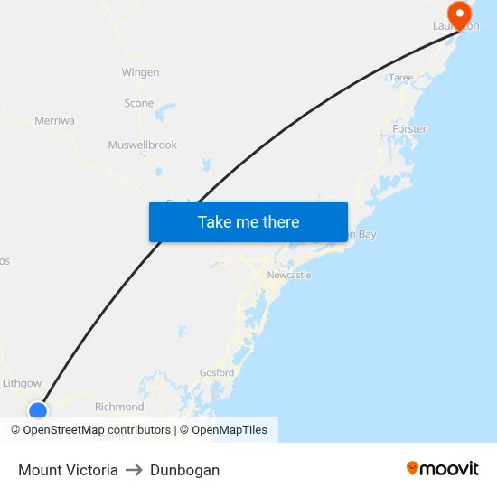 Mount Victoria to Dunbogan map