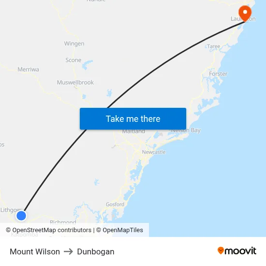 Mount Wilson to Dunbogan map