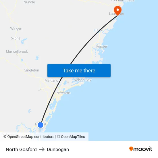 North Gosford to Dunbogan map