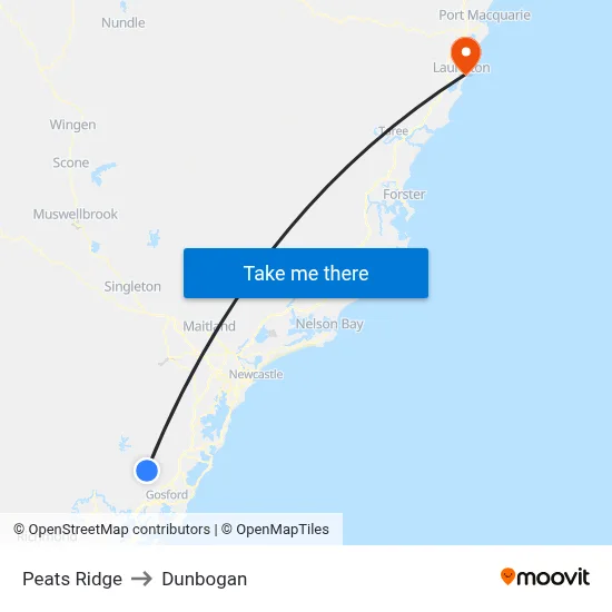Peats Ridge to Dunbogan map
