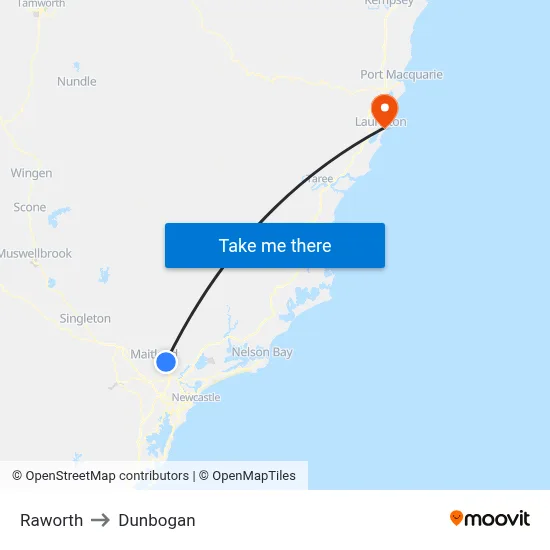 Raworth to Dunbogan map