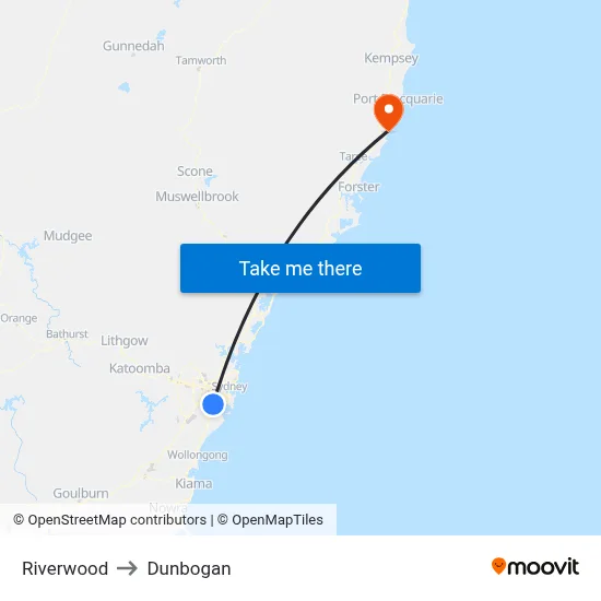 Riverwood to Dunbogan map