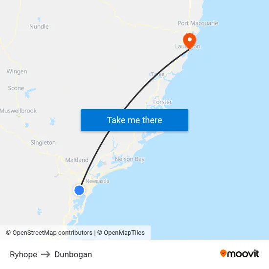 Ryhope to Dunbogan map