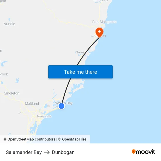 Salamander Bay to Dunbogan map