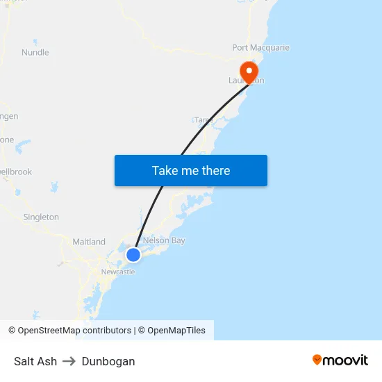 Salt Ash to Dunbogan map