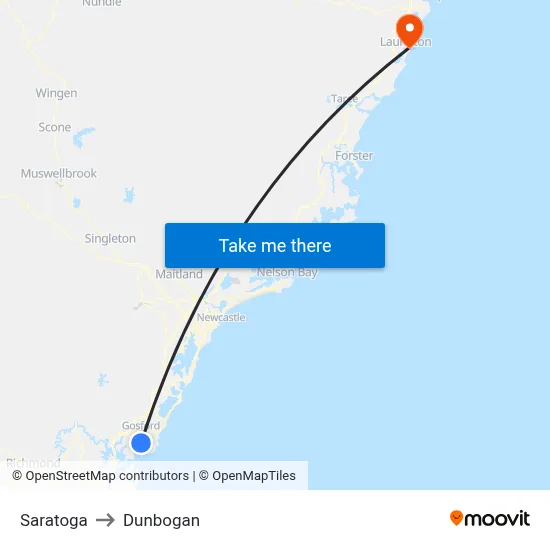 Saratoga to Dunbogan map