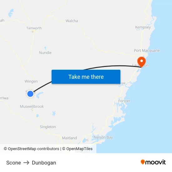 Scone to Dunbogan map