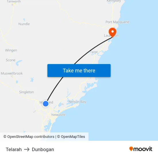 Telarah to Dunbogan map