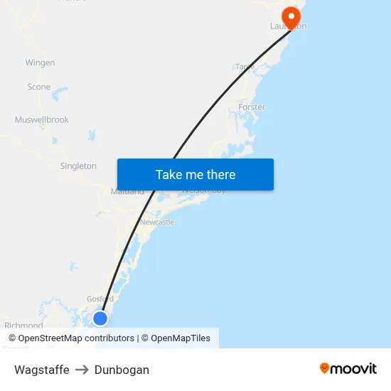 Wagstaffe to Dunbogan map