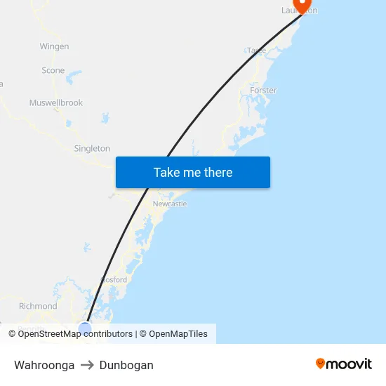 Wahroonga to Dunbogan map