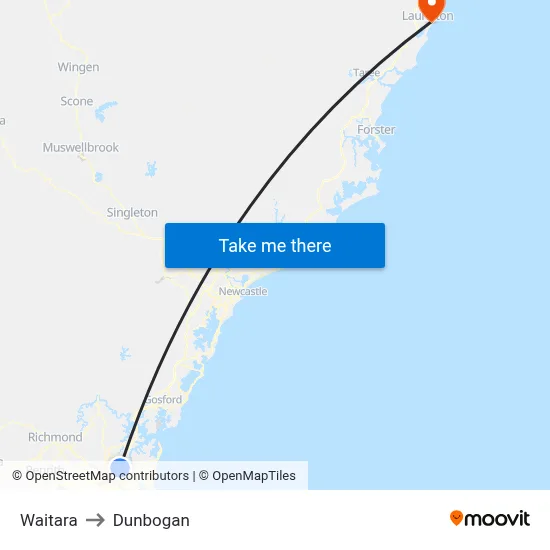 Waitara to Dunbogan map