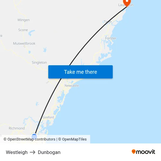 Westleigh to Dunbogan map
