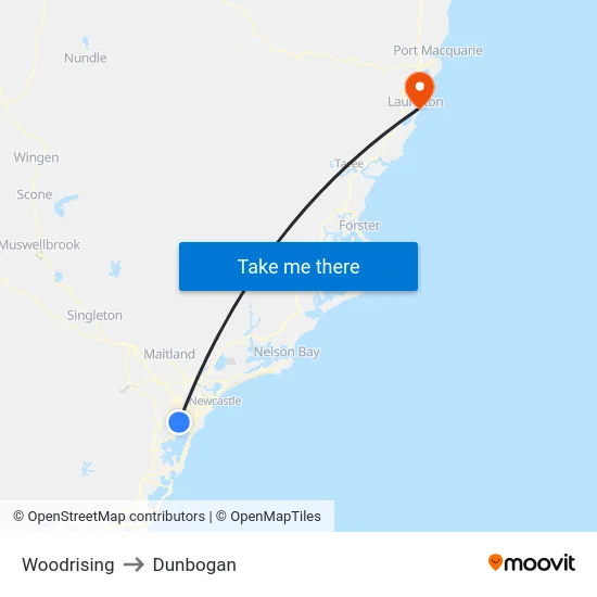 Woodrising to Dunbogan map