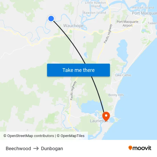 Beechwood to Dunbogan map