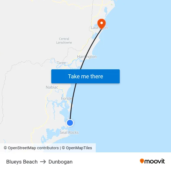 Blueys Beach to Dunbogan map