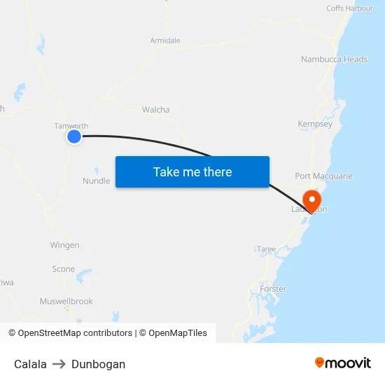 Calala to Dunbogan map