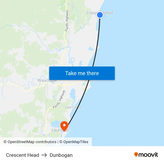 Crescent Head to Dunbogan map