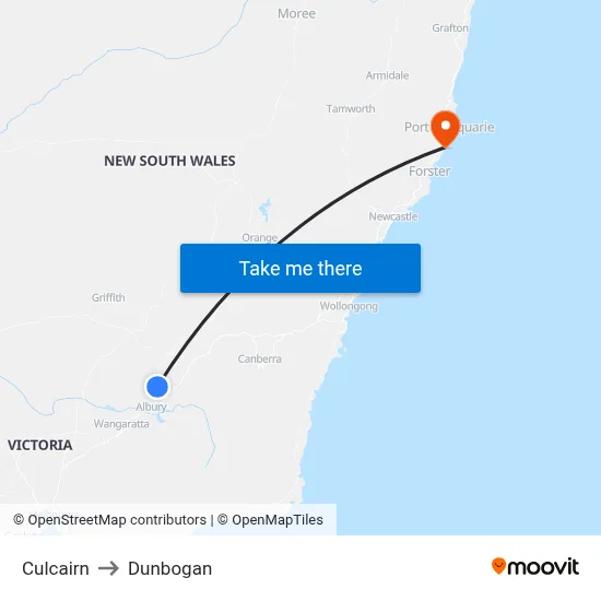 Culcairn to Dunbogan map