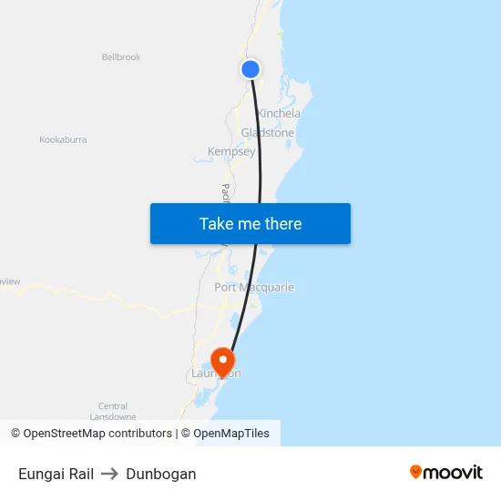 Eungai Rail to Dunbogan map