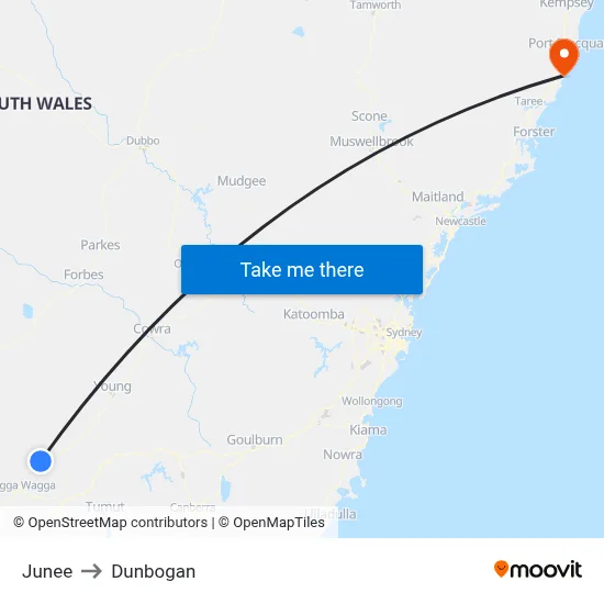 Junee to Dunbogan map